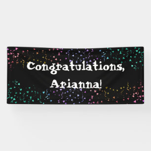 Colourful Confetti on Black Bold Congratulations Banner