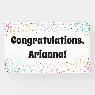 Colourful Confetti on White Congratulations Banner