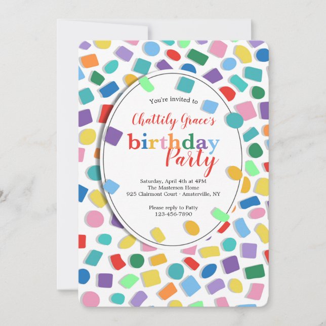 Colourful Confetti Party Invitation (Front)