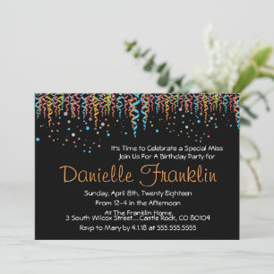 Colourful Confetti Party Invite