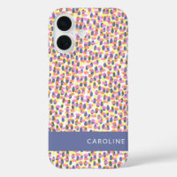 Colourful Confetti Pattern Blue Personalized Name 