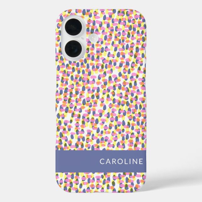 Colourful Confetti Pattern Blue Personalized Name  Case-Mate iPhone Case (Back)
