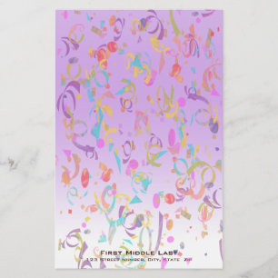 Colourful Confetti Pieces Violet Gradient Custom Stationery