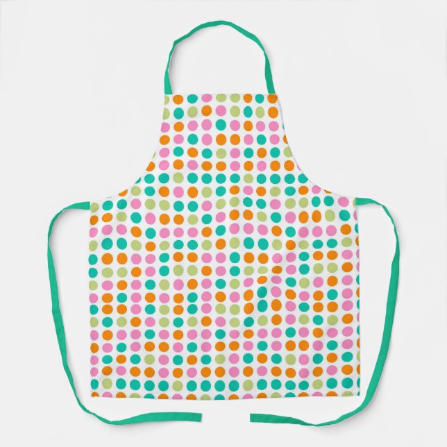 Colourful confetti polka dots retro 60s art cushio apron (Front)