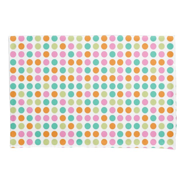 Colourful confetti polka dots retro 60s art pillowcase (Front)