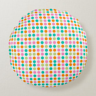 Colourful confetti polka dots retro 60s art round pillow