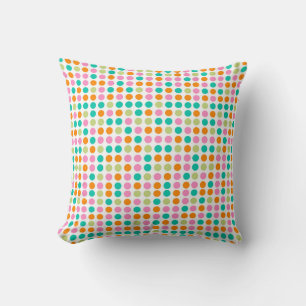 Colourful confetti polka dots retro 60s art throw pillow