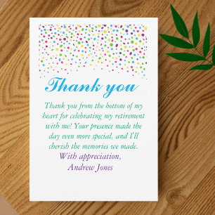 Colourful Confetti retirement party  Thank You Card