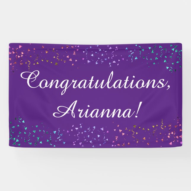 Colourful Confetti Script Congratulations Purple Banner (Horizontal)