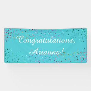 Colourful Confetti Script Congratulations Turquois Banner