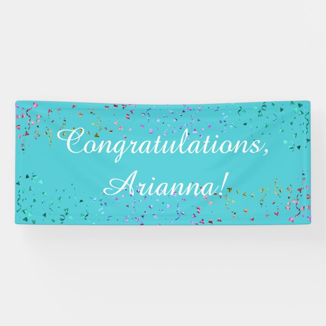 Colourful Confetti Script Congratulations Turquois Banner (Horizontal)