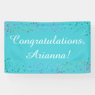 Colourful Confetti Script Congratulations Turquois Banner