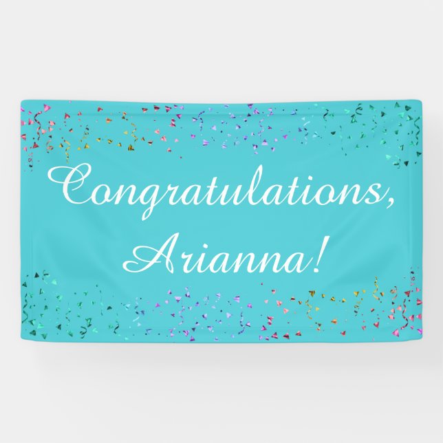 Colourful Confetti Script Congratulations Turquois Banner (Horizontal)
