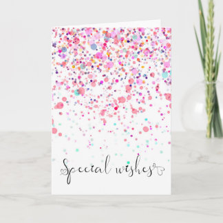Colourful Confetti Special Wishes Pink Birthday Card