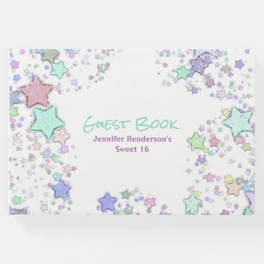Colourful Confetti Stars Guest Book