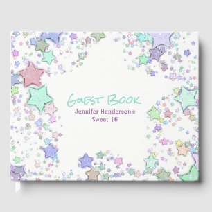 Colourful Confetti Stars Guest Book