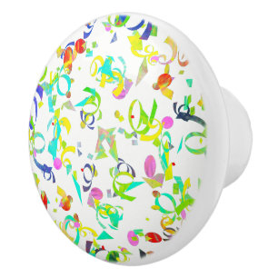 Colourful Confetti Toss Artwork Ceramic Knob