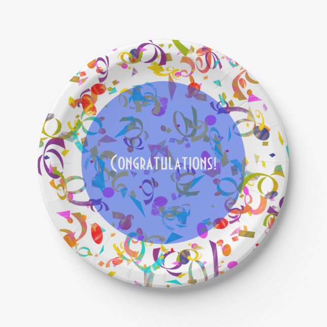 Colourful Confetti Toss Artwork Paper Plate (Front)