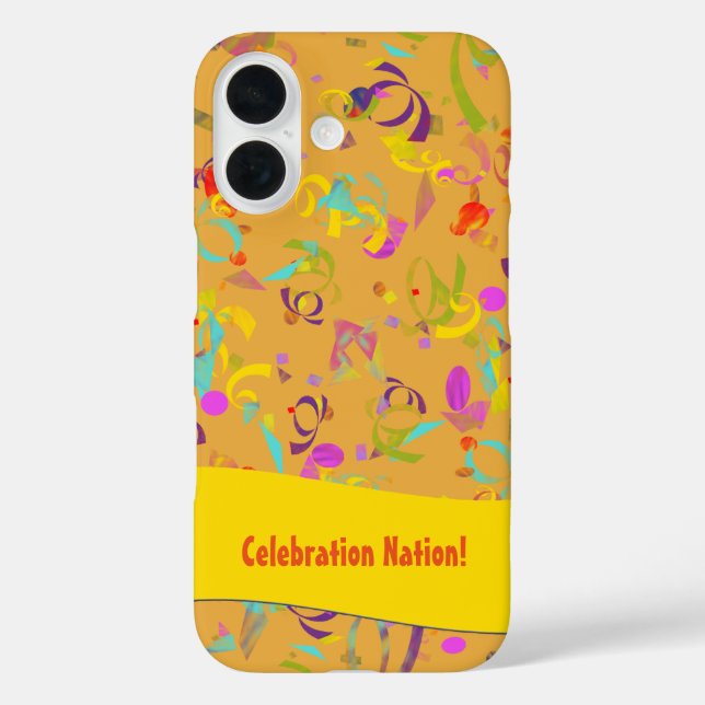 Colourful Confetti Toss Over Orange Personalized Case-Mate iPhone Case (Back)