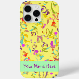 Colourful Confetti Toss Over Yellow iPhone 15 Pro Max Case