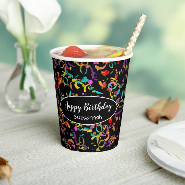 Colourful Confetti Toss Special Occasion Custom Paper Cups (Insitu)