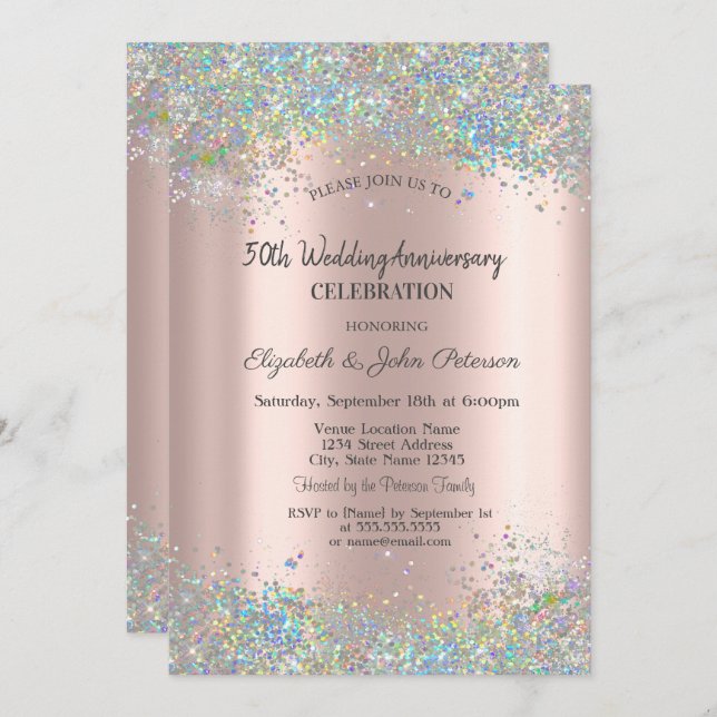 Colourful Confetti Wedding Anniversary Invitation (Front/Back)