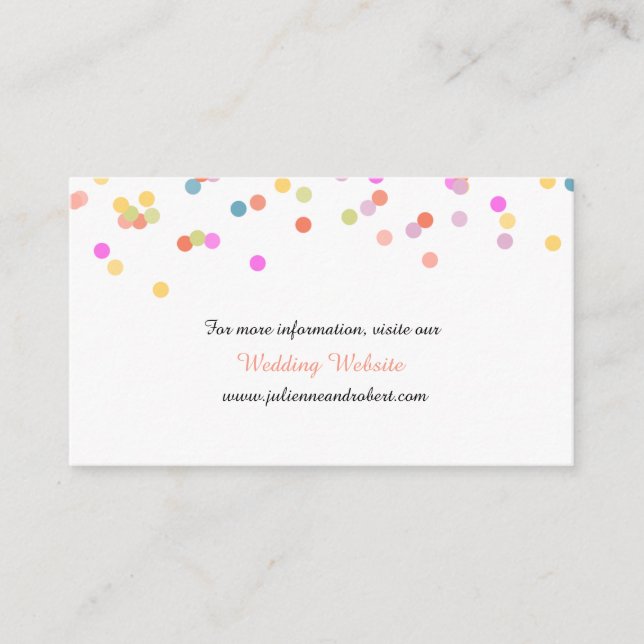 Colourful Confetti Wedding Website Card (Front)