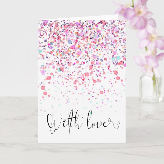 Colourful Confetti With Love Pink Birthday Card (Orchid)