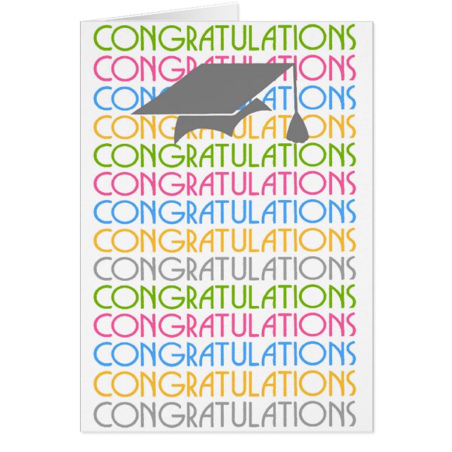 Colourful congrats cap graduation customizable (Front)