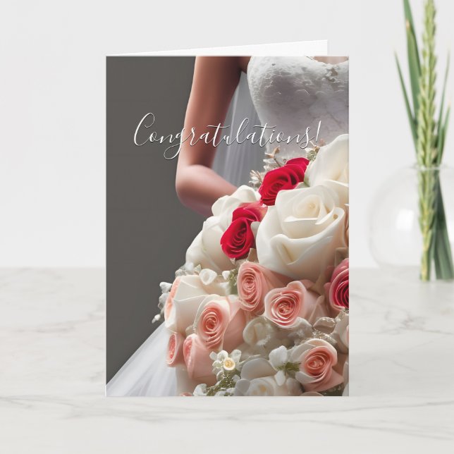 Colourful Congratulations Floral Bridal Shower Car Card (Front)