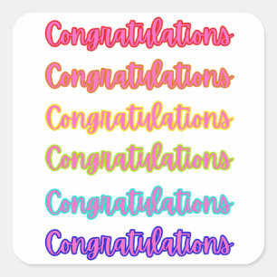 Colourful Congratulations Text For Graduation Square Sticker