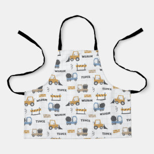 Colourful Construction Trucks Pattern Apron