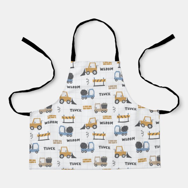 Colourful Construction Trucks Pattern Apron (Front)