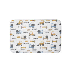 Colourful Construction Trucks Pattern Bath Mat