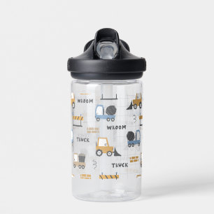 Colourful Construction Trucks Pattern Water Bottle