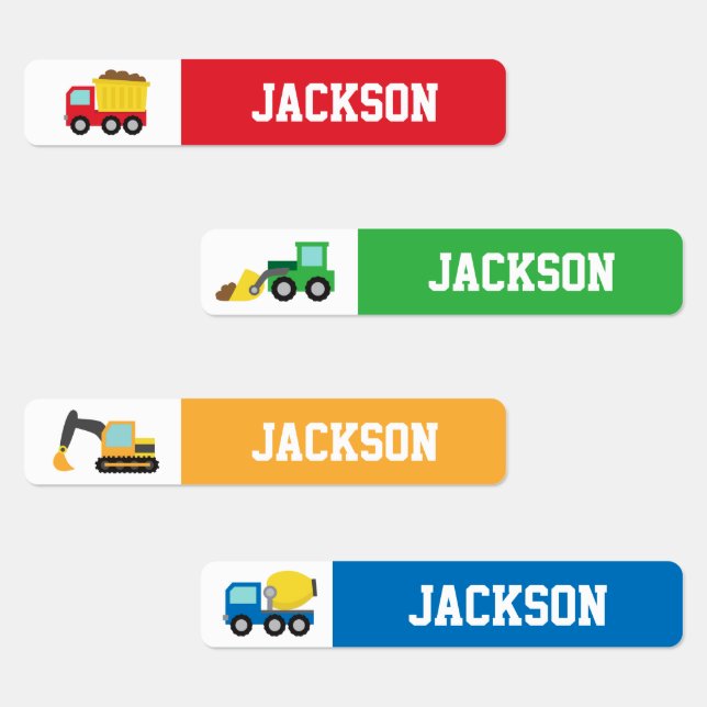 Colourful Construction Vehicles Boys Personalized (Group)