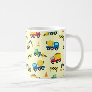 Colourful Construction Vehicles Pattern for Boys Coffee Mug