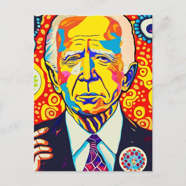 Colourful Contemporary Joe Biden Portrait Postcard (Front)