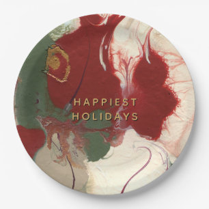 Colourful Contemporary Painted Abstract Holiday Paper Plate