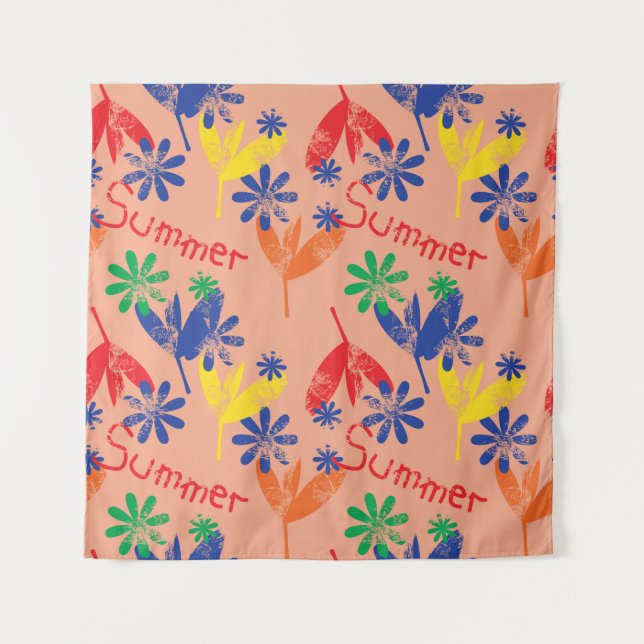Colourful contemporary summer floral collage with  tapestry (Front)