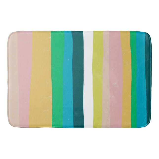 Colourful Cool & Fun Stripes Bath Mat (Front)