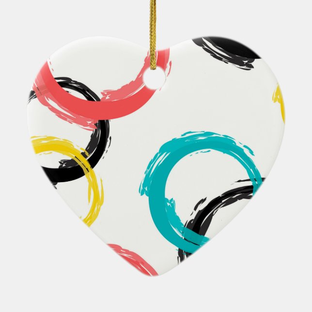 Colourful, cool, modern,trendy brush stroke ceramic ornament (Back)