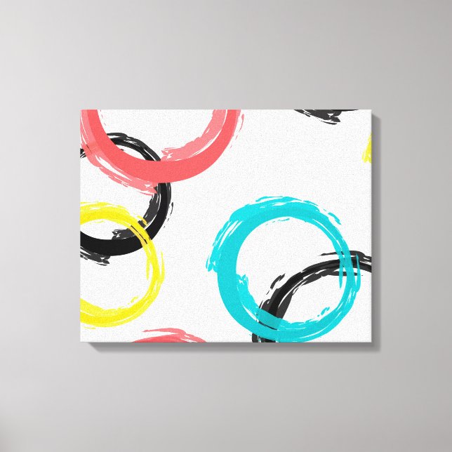 Colourful, cool, modern,trendy brush stroke circle canvas print (Front)
