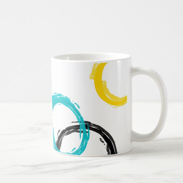 Colourful, cool, modern,trendy brush stroke circle coffee mug (Right)