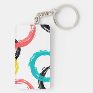 Colourful, cool, modern,trendy brush stroke circle keychain
