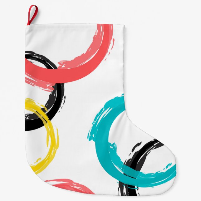 Colourful, cool, modern,trendy brush stroke circle large christmas stocking (Front)