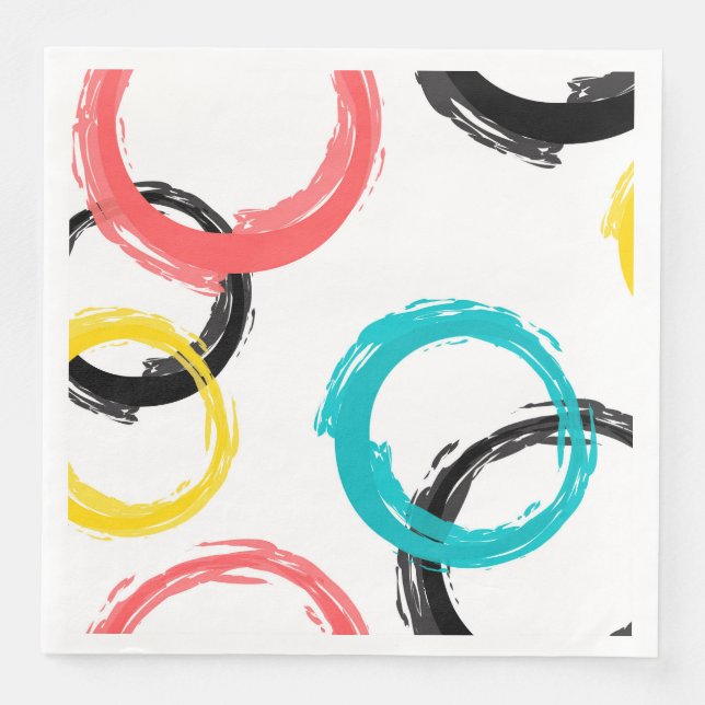 Colourful, cool, modern,trendy brush stroke circle napkin (Front)