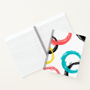 Colourful, cool, modern,trendy brush stroke circle notebook