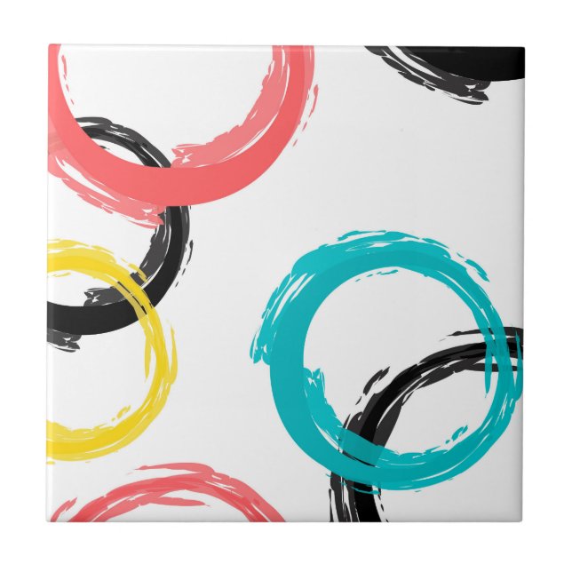 Colourful, cool, modern,trendy brush stroke circle tile (Front)