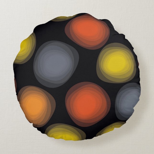 Colourful, cool, modern, trendy flower abstraction round pillow (Back)